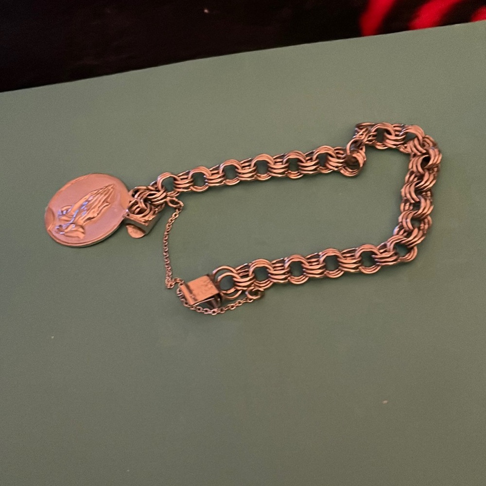 Beautiful Vintage Sterling Silver Bracelet And Large Charm